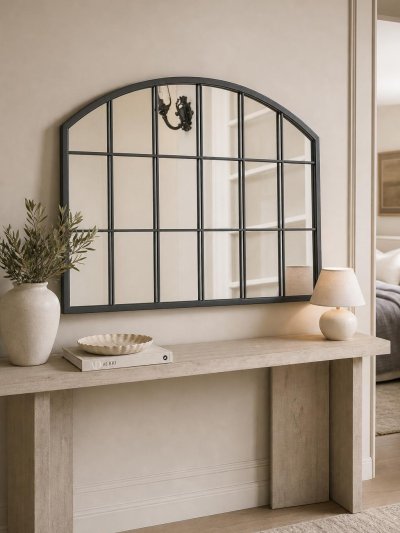 Arched Wall Mirror (Black Frame, 110x70cm)