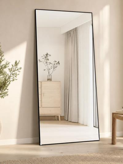 Full Length Floor Mirror (Slim Black Metal Frame)