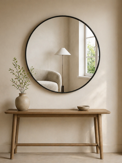 Round Wall Mirror (Nordic Metal Frame, Bathroom & Hallway)