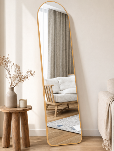Arched Floor Mirror (Slim Gold Metal Frame, 150cm)