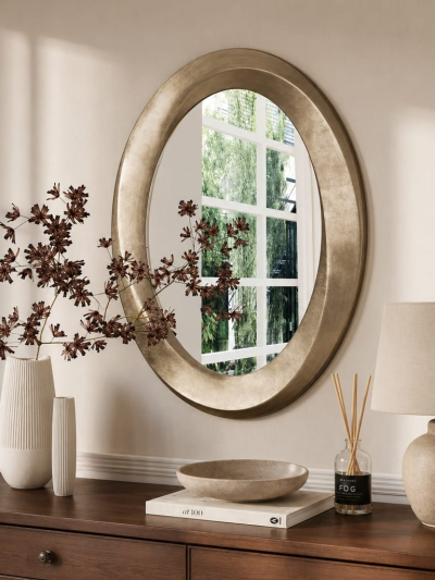 Large Oval Wall Mirror (Baroque Gold Bevelled, 60x80cm)