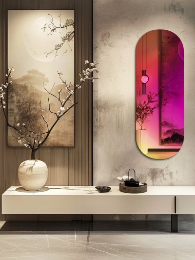 Iridescent Long Oval Wall Mirror (120x60cm)