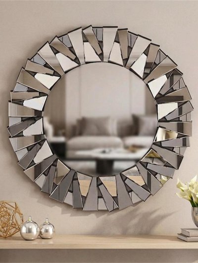Silver Bevelled Sunburst Wall Mirror (80cm)