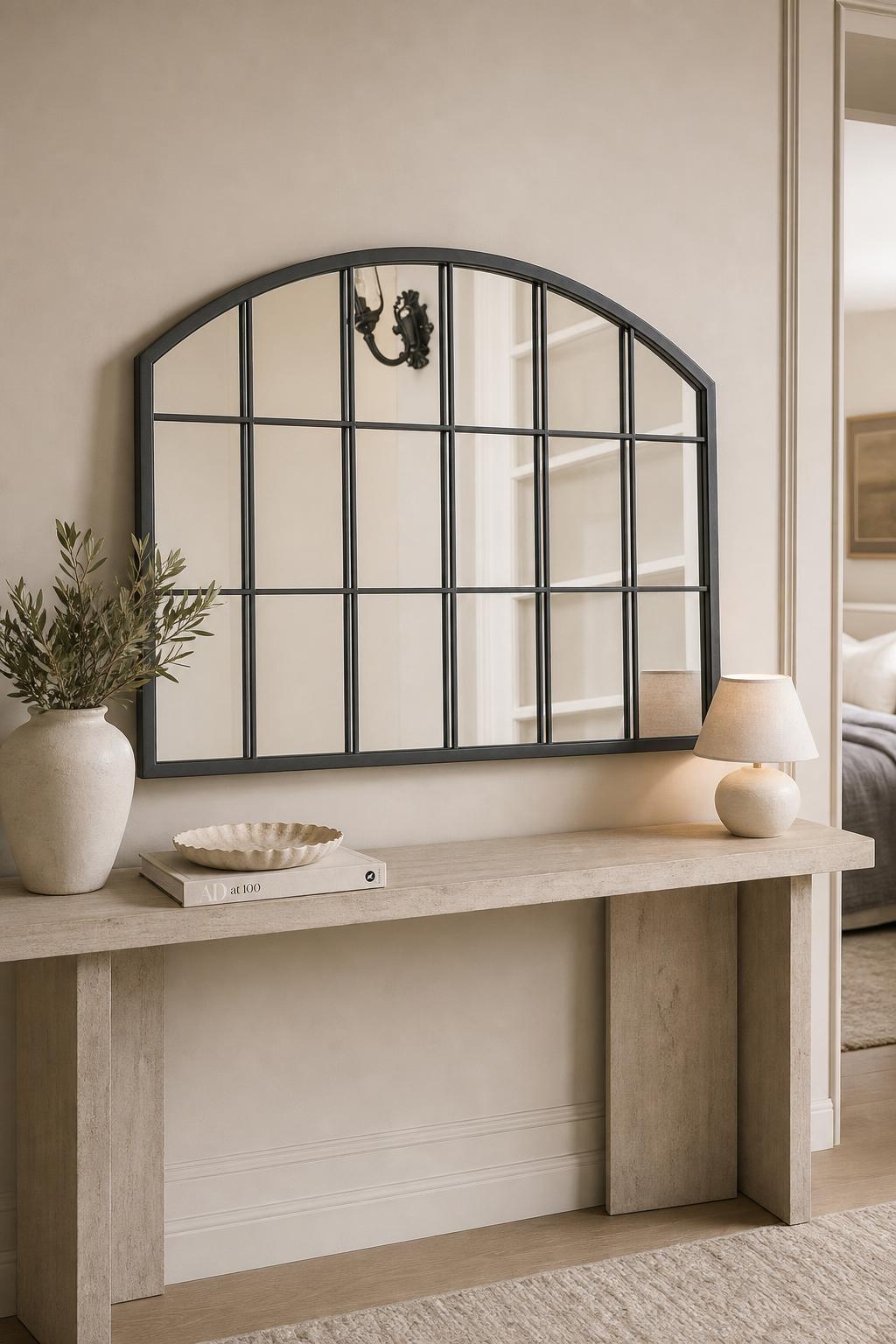 Arched Wall Mirror (Black Frame, 110x70cm)