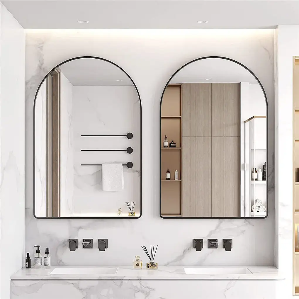 Black Arched Metal Wall Mirror (Modern Bathroom & Hallway Style)