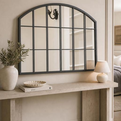 Arched Wall Mirror (Black Frame, 110x70cm)