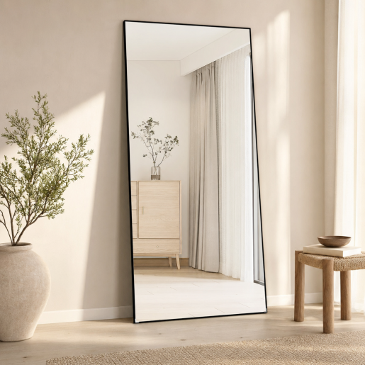 Full Length Floor Mirror (Slim Black Metal Frame)