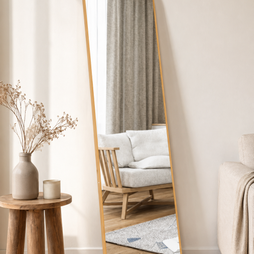 Arched Floor Mirror (Slim Gold Metal Frame, 150cm)