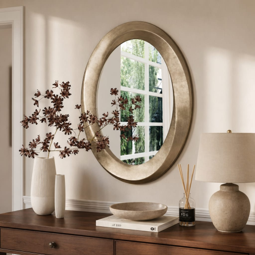 Large Oval Wall Mirror (Baroque Gold Bevelled, 60x80cm)
