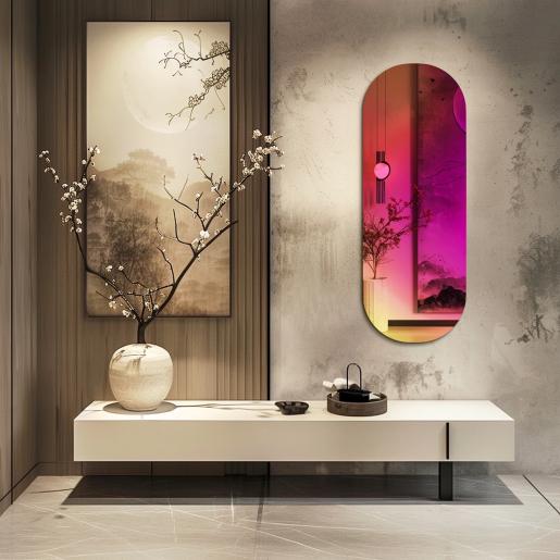 Iridescent Long Oval Wall Mirror (120x60cm)