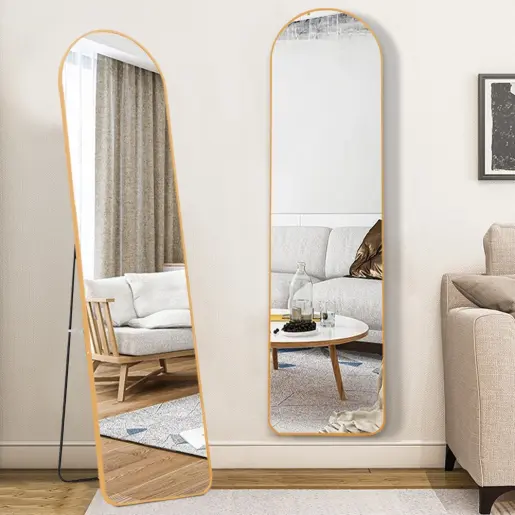 Arched Floor Mirror (Slim Gold Metal Frame, 150cm)
