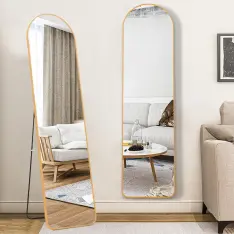 Arched Floor Mirror (Slim Gold Metal Frame, 150cm)