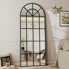 Arched Full-Length Floor Mirror (60×165cm, Grid Design)